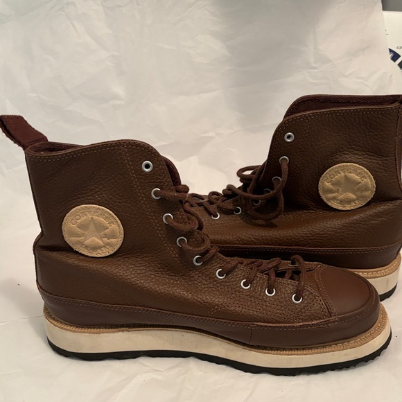 Men's Brown Leather High-Top Lace Boots - Picture 6 of 8